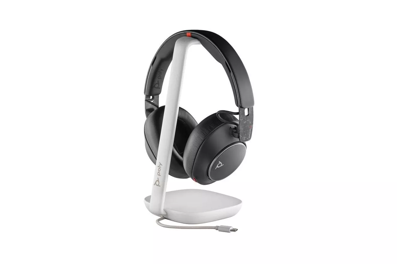 Auriculares HP Poly Voyager Surround 85 UC inalámbricos Bluetooth con Cancelación Activa de Ruido, USB-C, para llamadas y música, color negro