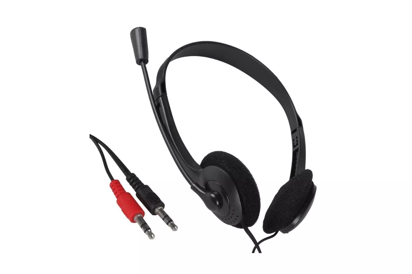 Auriculares IGGUAL Easy Call con cable Jack 3,5 mm para oficina y call center, control en cable, negro