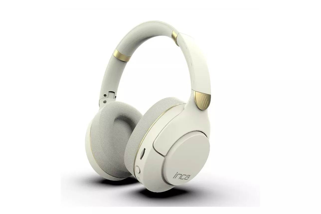 Auriculares INCA IBK-503B inalámbricos Bluetooth para llamadas y música con micrófono blanco