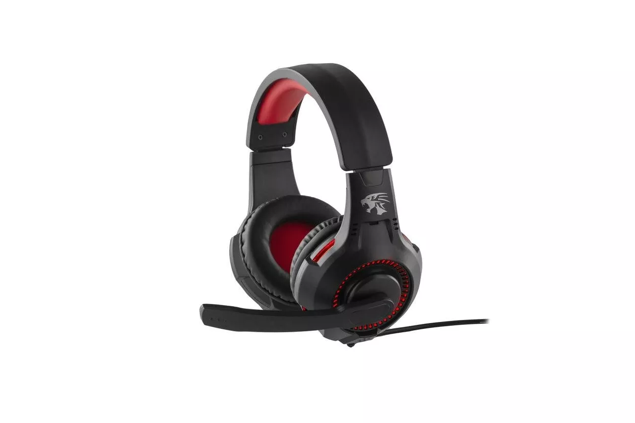 Auriculares INCA Preo 125085402 con cable Jack Gaming retroiluminados negro y rojo