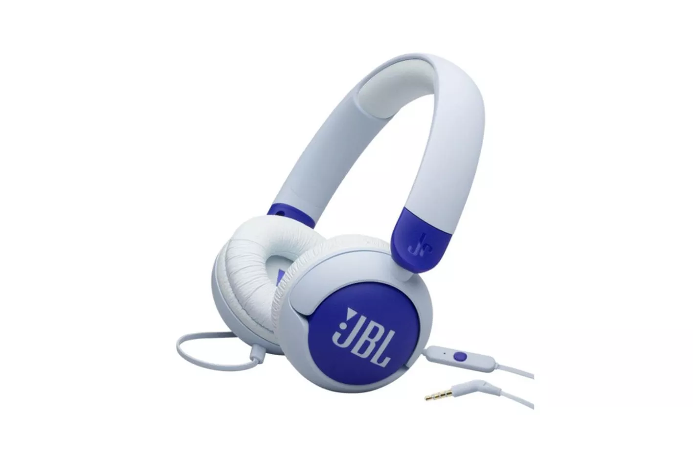 Auriculares JBL Junior 320 con cable Jack 3.5 mm para niños, micrófono integrado, limitador volumen, plegables, azul
