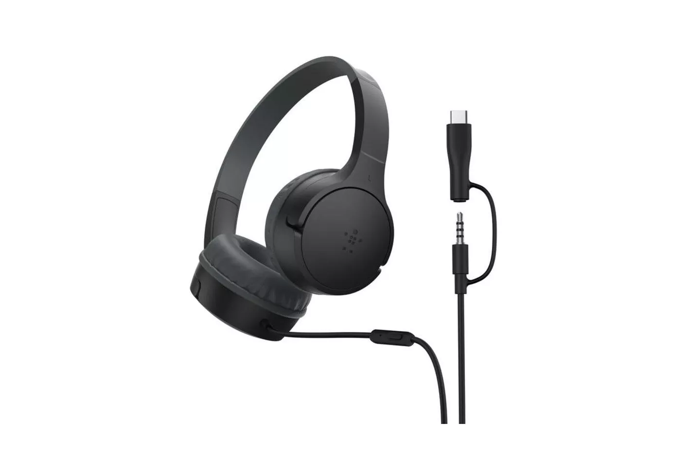 Auriculares Belkin SoundForm Mini con cable USB-C y jack 3,5 mm para llamadas y música, resistentes a caídas y agua, negros