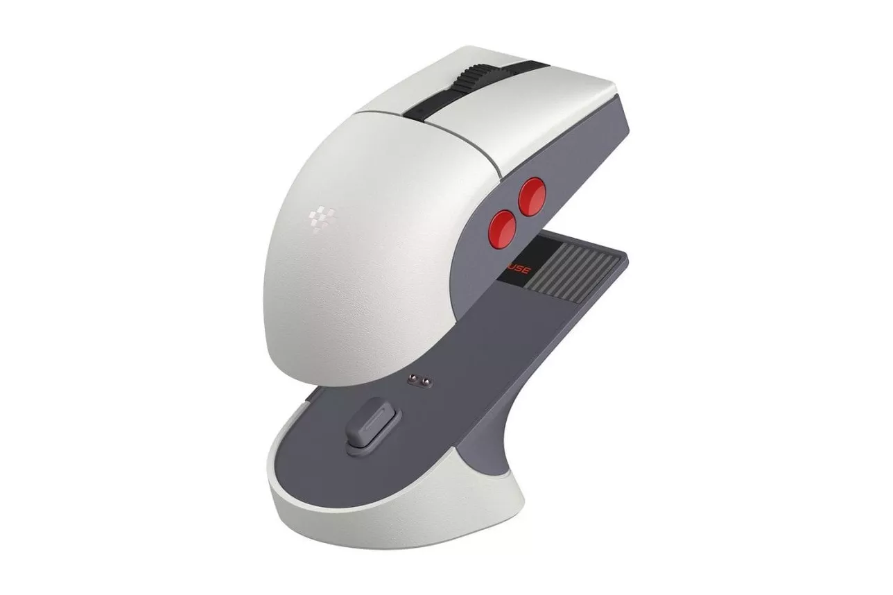 Rat&oacute;n 8Bitdo Retro R8 NES Edition Inal&aacute;mbrico Bluetooth 26000 DPI Gris Blanco Base de carga