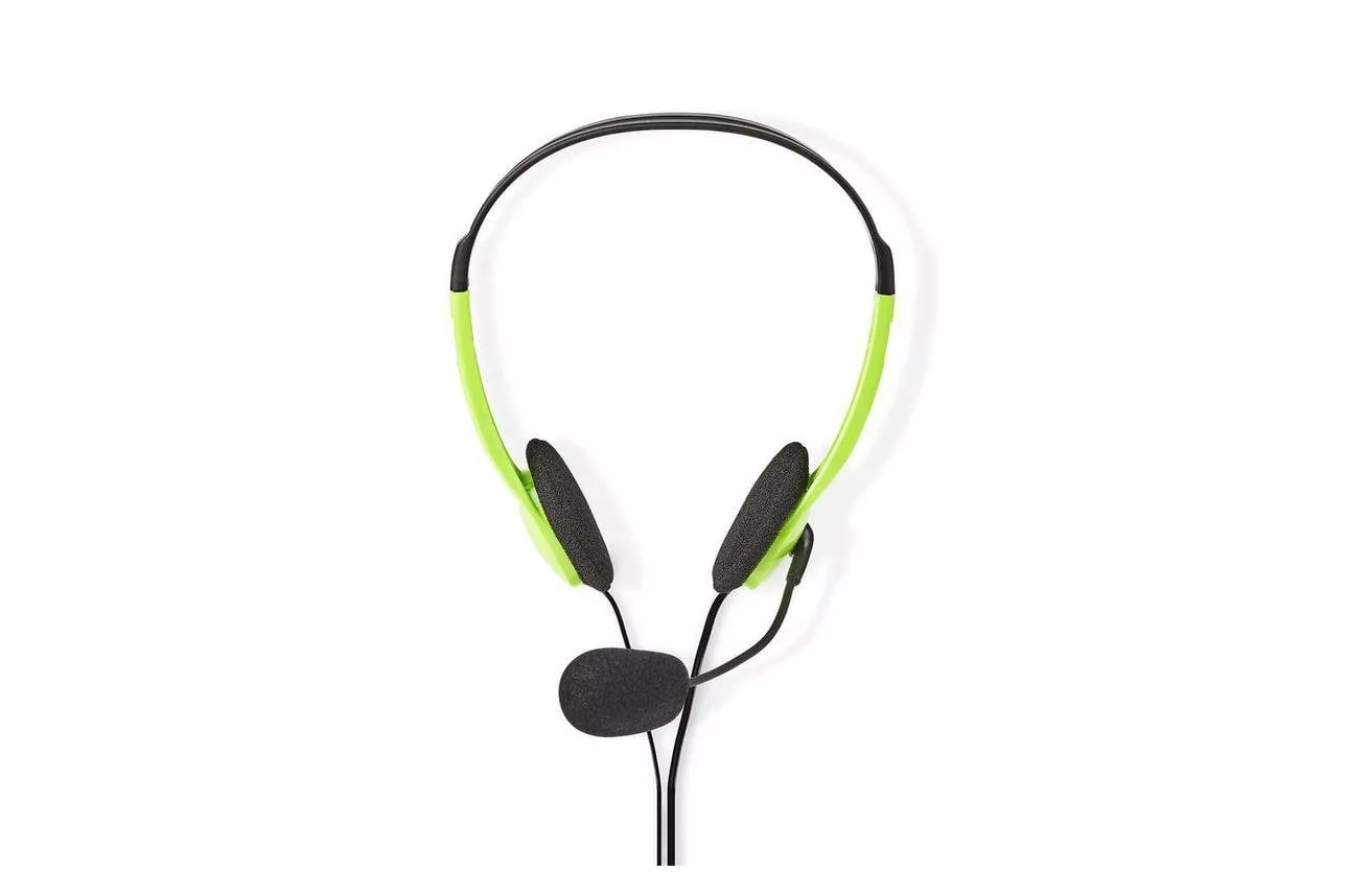 Auriculares Nedis CHST100GN con cable conectividad doble jack 3,5 mm dise&ntilde;o supraaural verde