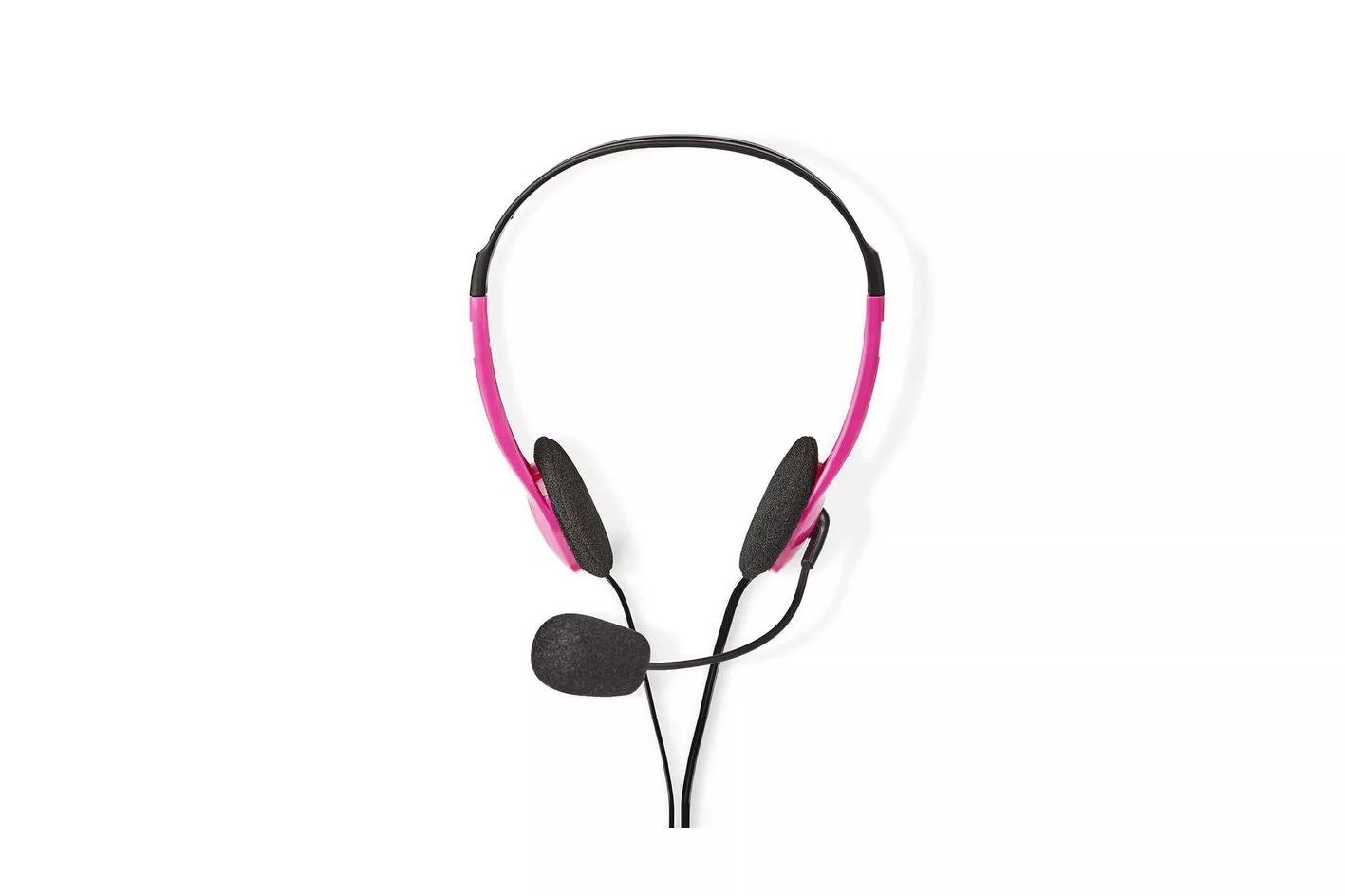 Auriculares Nedis CHST100PK con cable doble jack 3.5 mm para educaci&oacute;n y micr&oacute;fono abatible rosa
