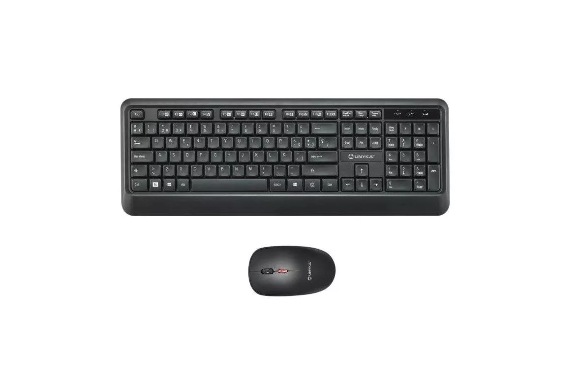 Teclado UNYKAch Combo UK39 Wireless de membrana con rat&oacute;n &oacute;ptico DPI ajustable