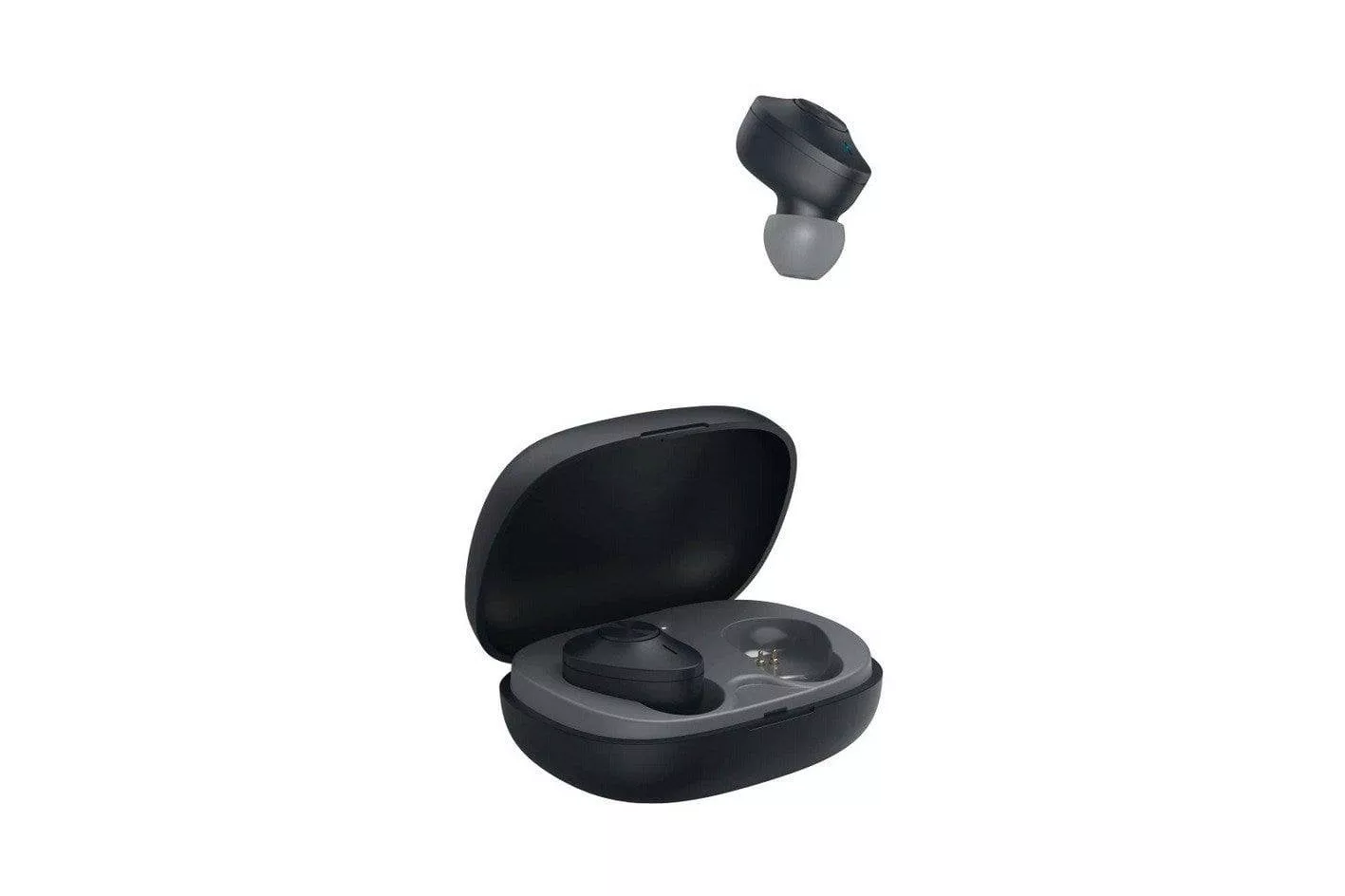 Auriculares Hama Freedom Buddy inal&aacute;mbricos Bluetooth True Wireless para m&uacute;sica y llamadas con Bass Boost, micr&oacute;fono y control por voz, negros y grises