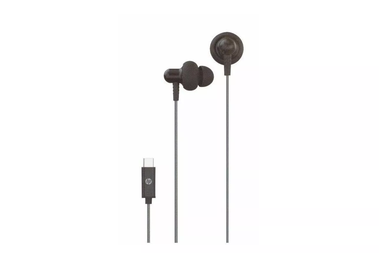 Auriculares HP DHH-1126 con cable USB-C para llamadas y m&uacute;sica con micr&oacute;fono integrados negros