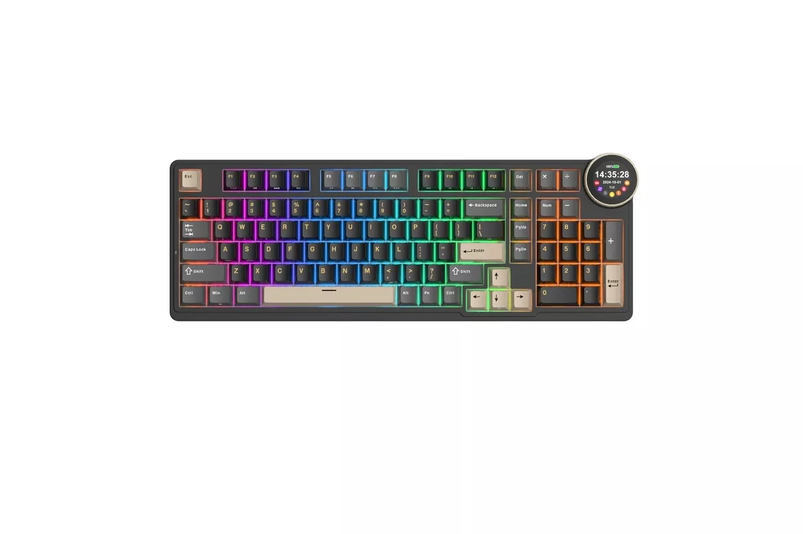 Teclado Royal Kludge RKN99 Tri Mode ISO-ES RGB Hot-Swappable Switch Beige Phantom