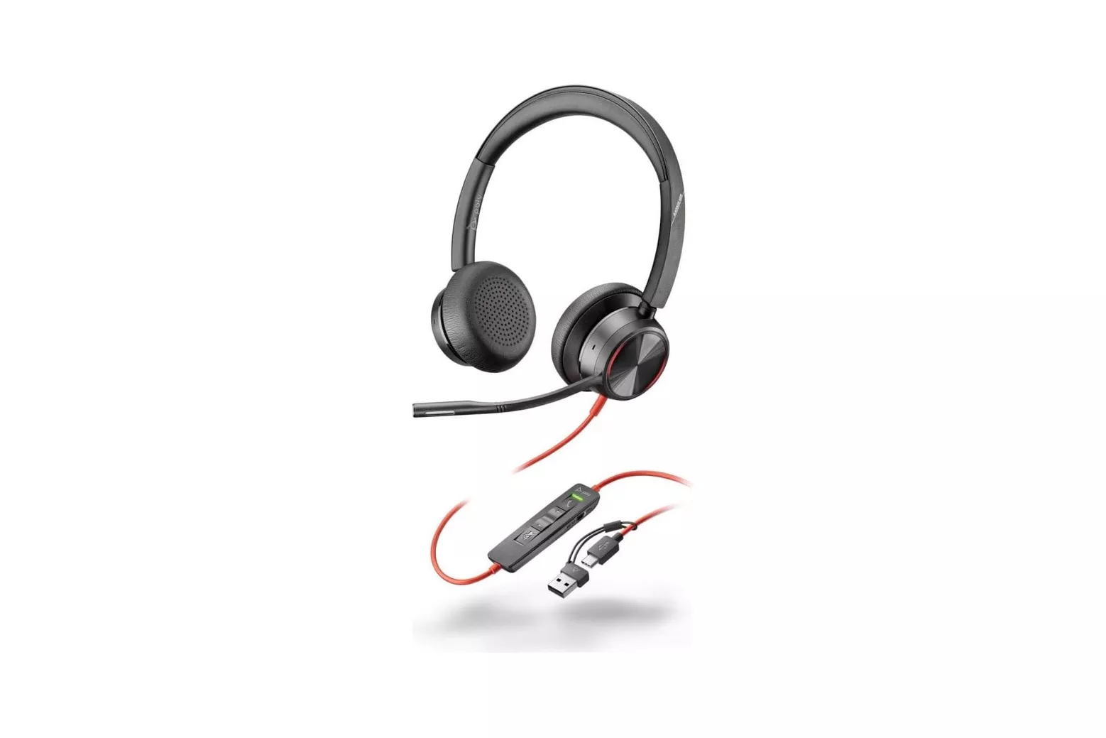 Auriculares Poly BW 8225 con cable USB-C/USB-A con Cancelaci&oacute;n de Ruido y control de llamadas, negros