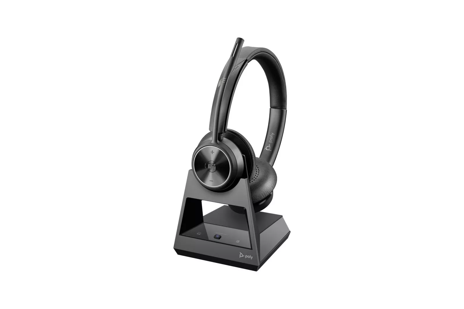 Auriculares Poly Savi 7320 inal&aacute;mbricos DECT para oficina con Cancelaci&oacute;n de Ruido, micr&oacute;fono retr&aacute;ctil y autonom&iacute;a ampliada, color negro