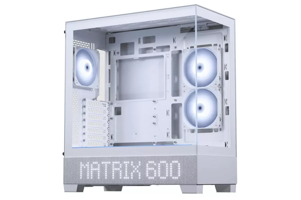 Caja Phanteks XT View Matrix Blanca con paneles de vidrio templado y pantalla LED integrada