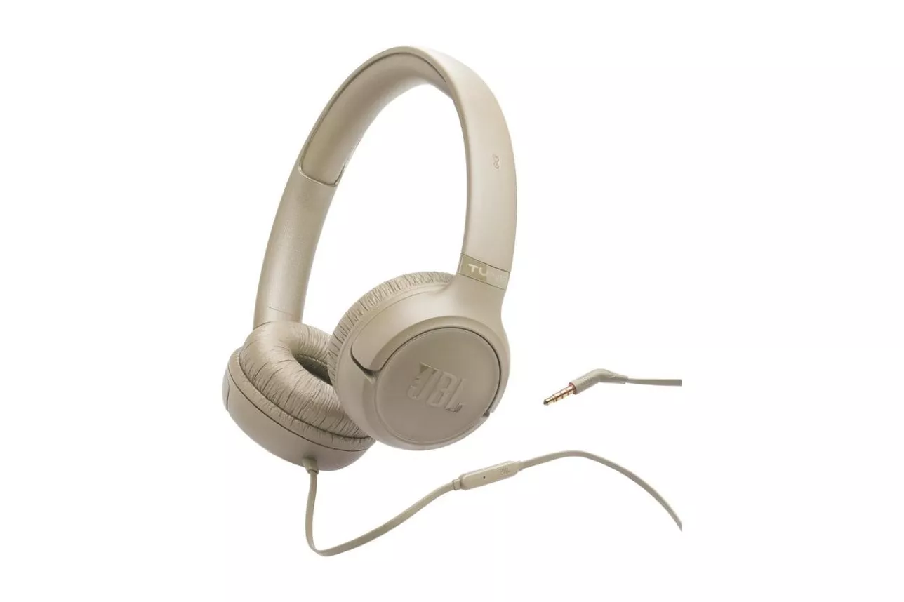 Auriculares JBL Tune 530 con cable Jack 3,5 mm para m&uacute;sica y uso diario, plegables, color beige