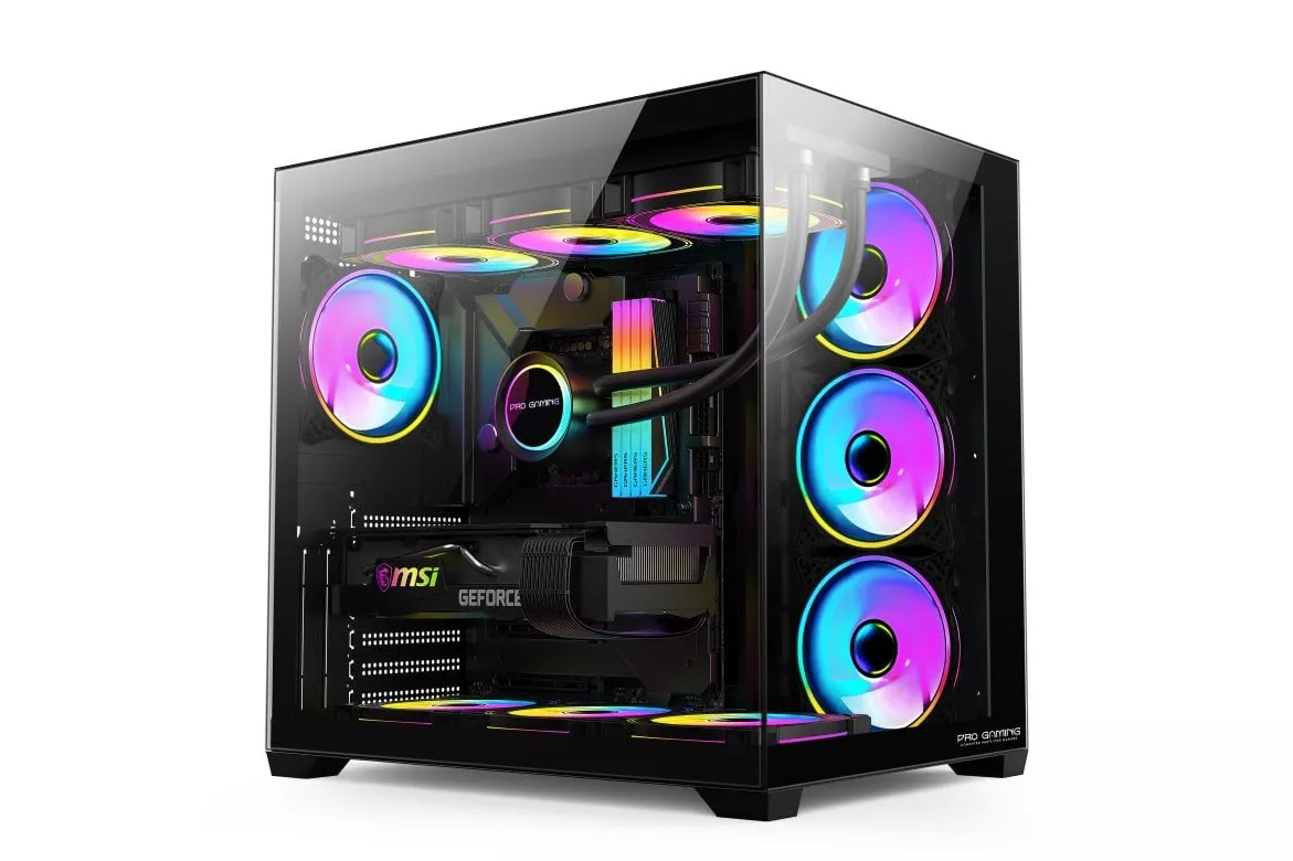 Torre PC Caja Progaming Elite Negro, Cube Tower Atx, 7xventiladores Argb, Controlador Argb