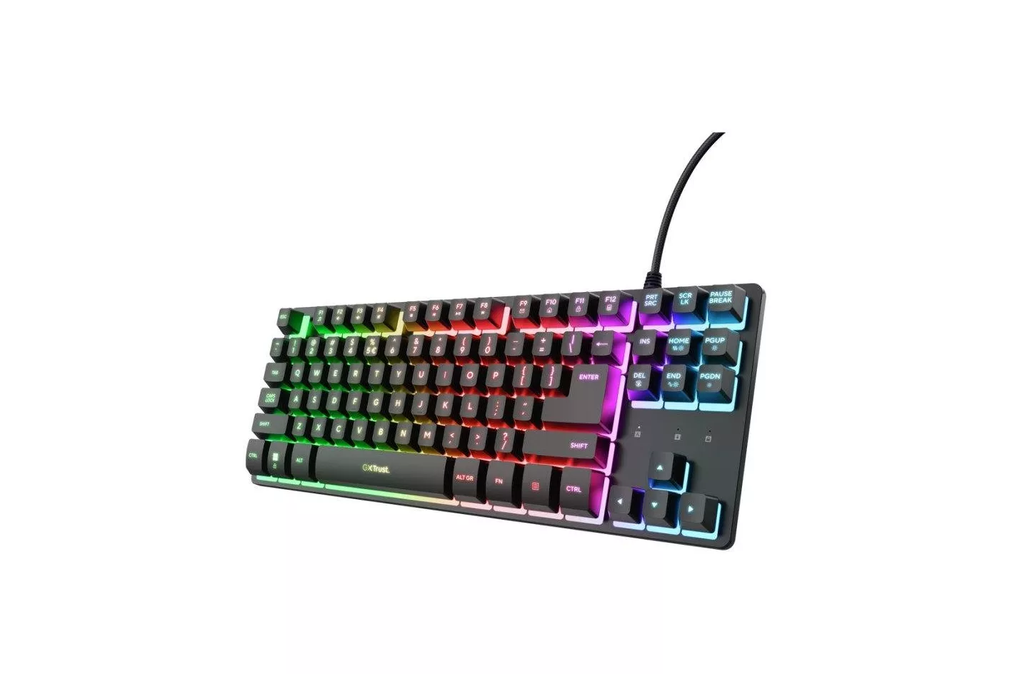 Teclado Trust GXT 833 Thado de membrana TKL con iluminaci&oacute;n RGB multicolor