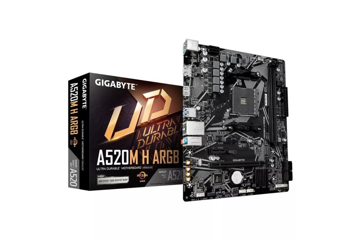 Placa Base Gigabyte A520M H ARGB AMD A520 Socket AM4 DDR4 Micro ATX Sin Wifi ARGB