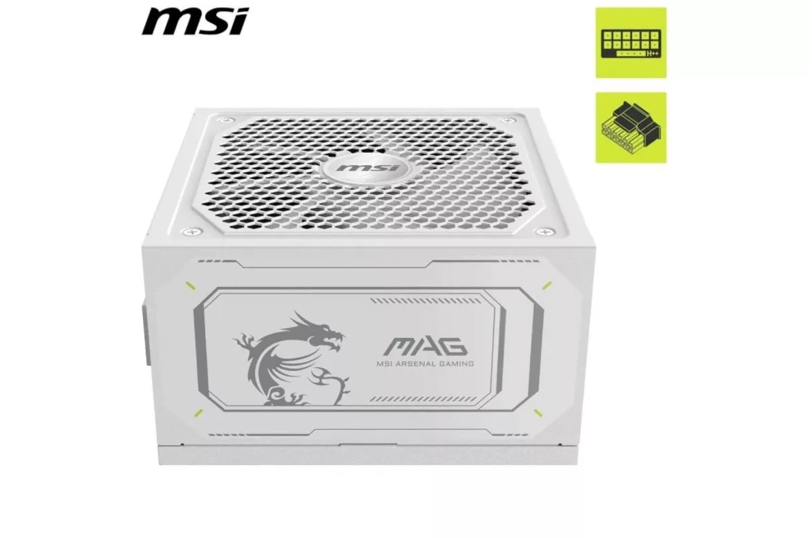 Fuente de Alimentaci&oacute;n MSI 1000W 80 Plus Gold MAG A1000GL Modular Blanca ATX 3.1