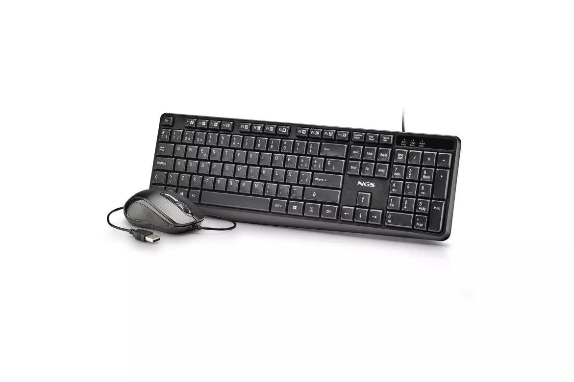 Teclado NGS Cocoa KIT V2 de membrana con 12 accesos multimedia y rat&oacute;n &oacute;ptico USB
