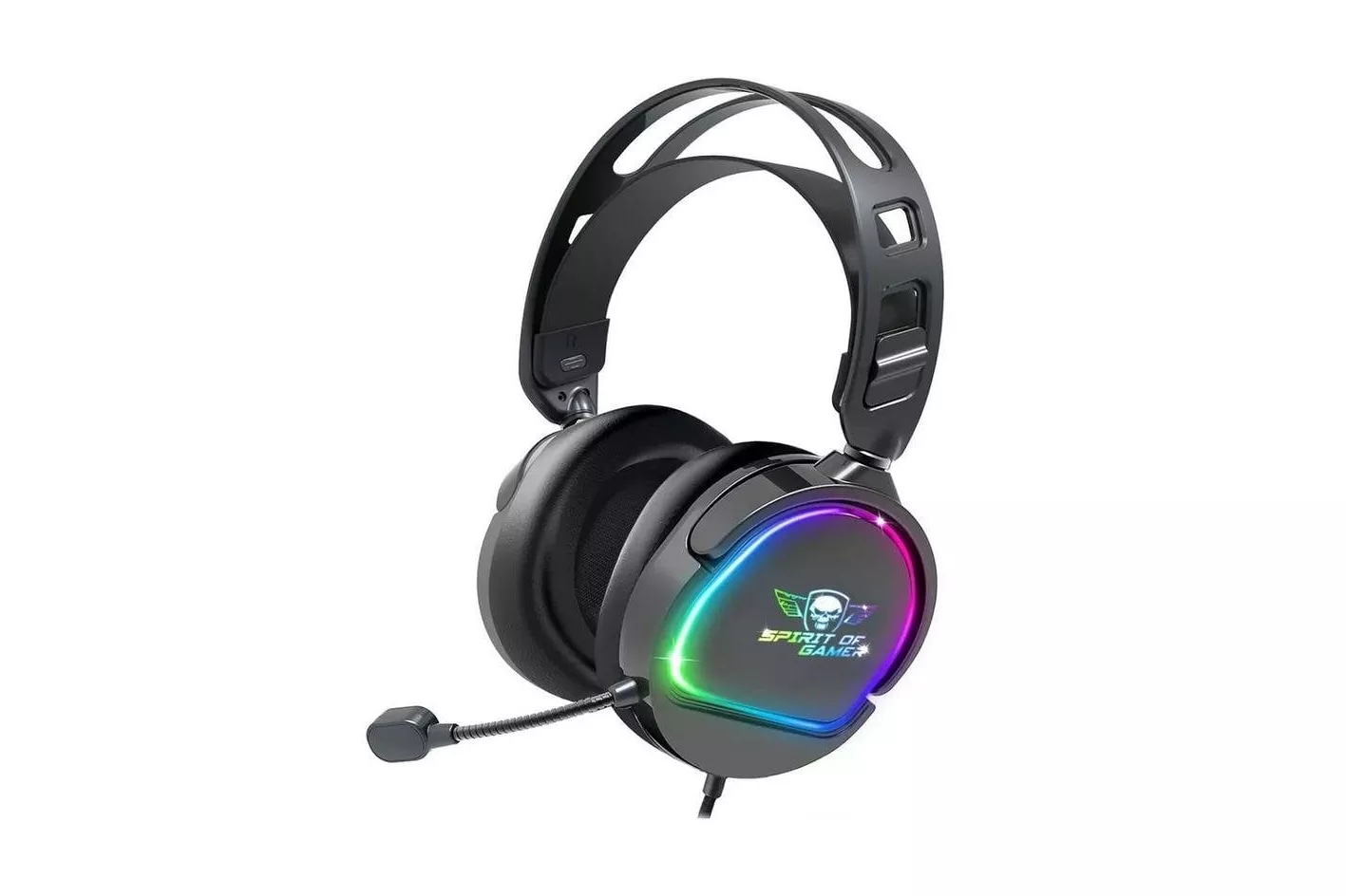 Auriculares Spirit of Gamer Pro H6 con cable, sonido est&eacute;reo, RGB y micr&oacute;fono extra&iacute;ble, negros