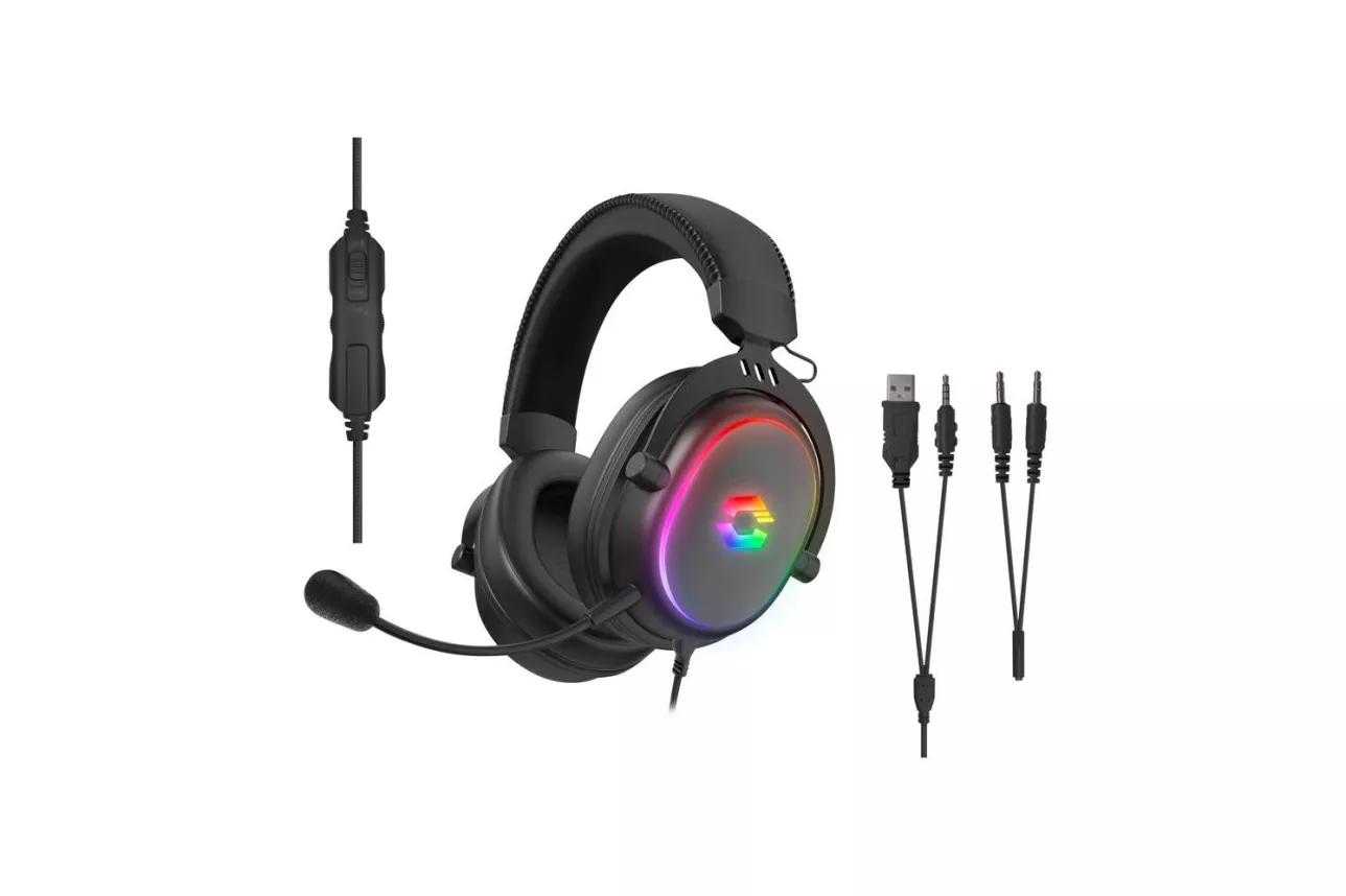 Auriculares SPEEDLINK CONUX RGB con cable USB y jack para gaming con retroiluminaci&oacute;n multicolor negros