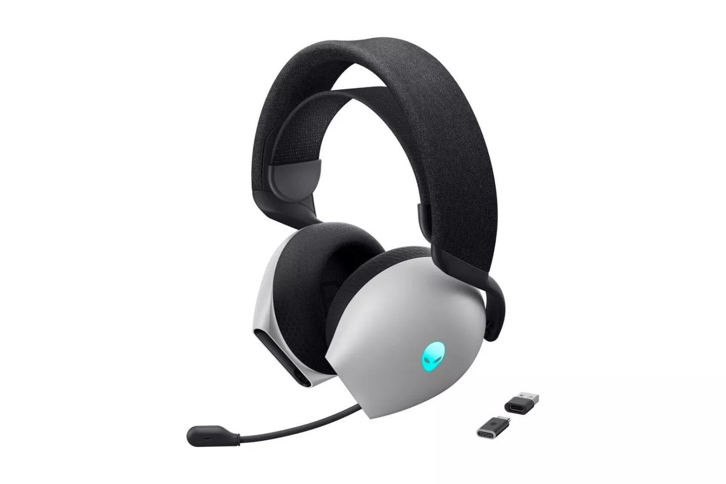 Auriculares Dell Alienware AW725H inal&aacute;mbricos Bluetooth y RF para gaming con cancelaci&oacute;n de ruido, micr&oacute;fono retr&aacute;ctil y RGB, negro y blanco