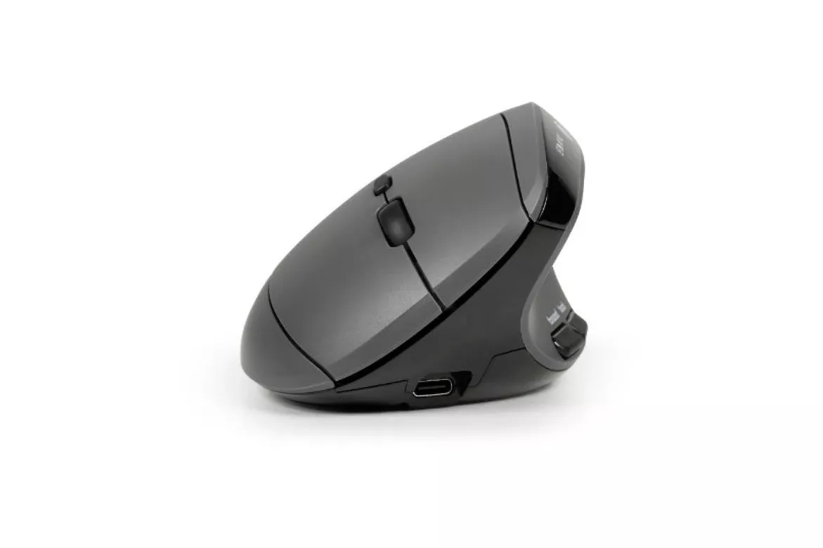 Rat&oacute;n BakkerElkhuizen MidWay Inal&aacute;mbrico Bluetooth USB-C 4000 DPI Gris Negro Ergon&oacute;mico