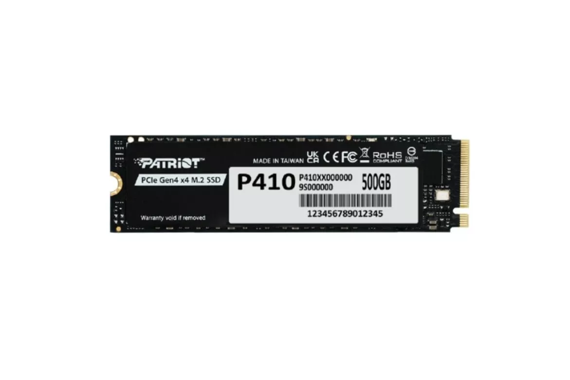 Disco Duro Patriot P410 500GB M.2 SSD PCIe 4.0 5000MB/s NVMe + Sin Disipador