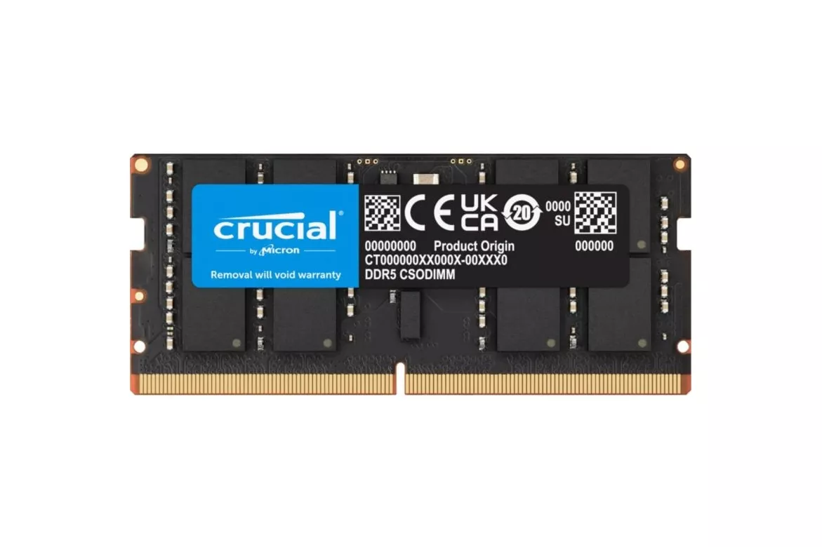 Memoria RAM Crucial CT32G64C52CS5 32GB 1x32GB DDR5 6400MHz CL52 SO-DIMM Negro