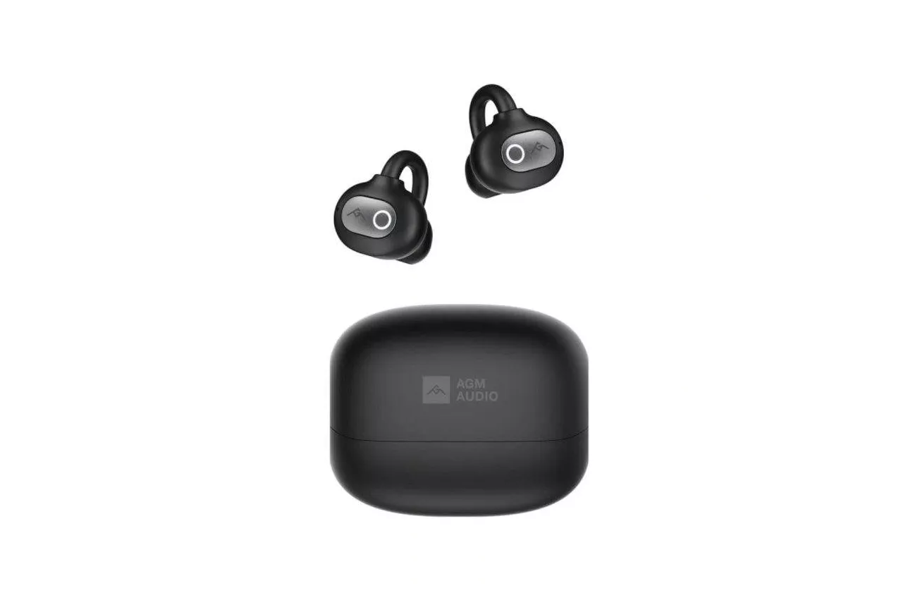 Auriculares AGM Open Buds 1 inal&aacute;mbricos Bluetooth con Cancelaci&oacute;n de Ruido, dise&ntilde;o open-ear y protecci&oacute;n IPX4, negros