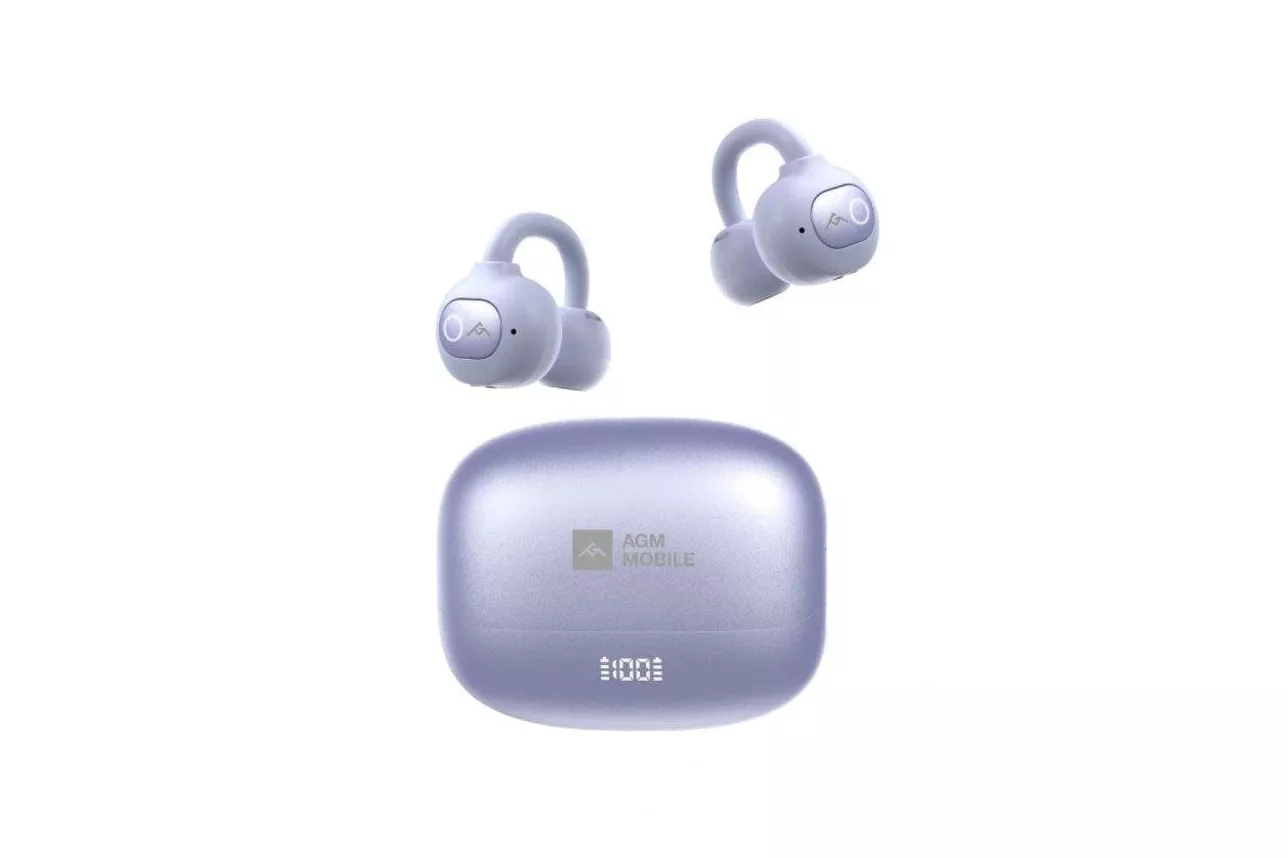 Auriculares AGM Open Buds 1 inal&aacute;mbricos Bluetooth con Cancelaci&oacute;n de Ruido, micr&oacute;fono y protecci&oacute;n IPX4, color violeta