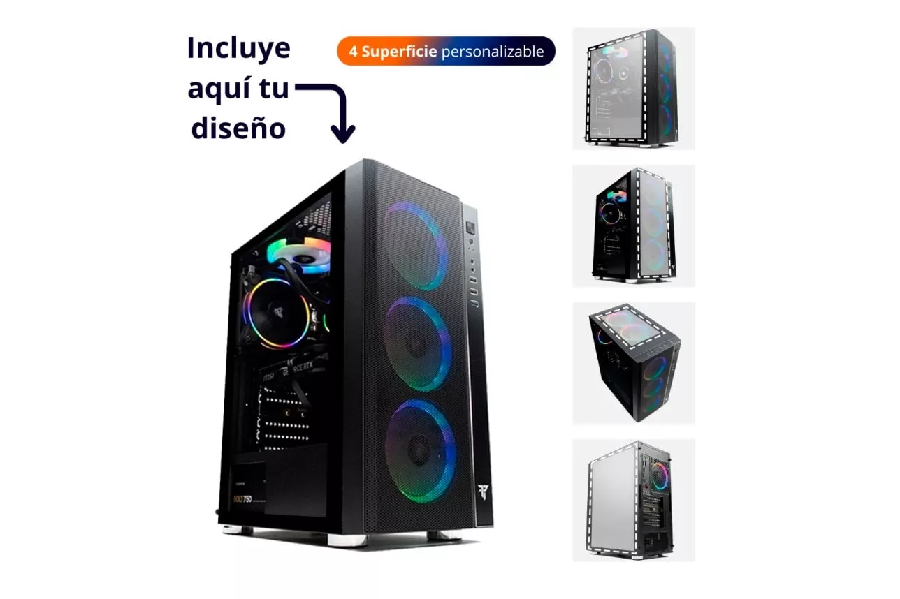 Torre PC Tempest Umbra RGB Torre ATX Negra con 4 superficies personalizables