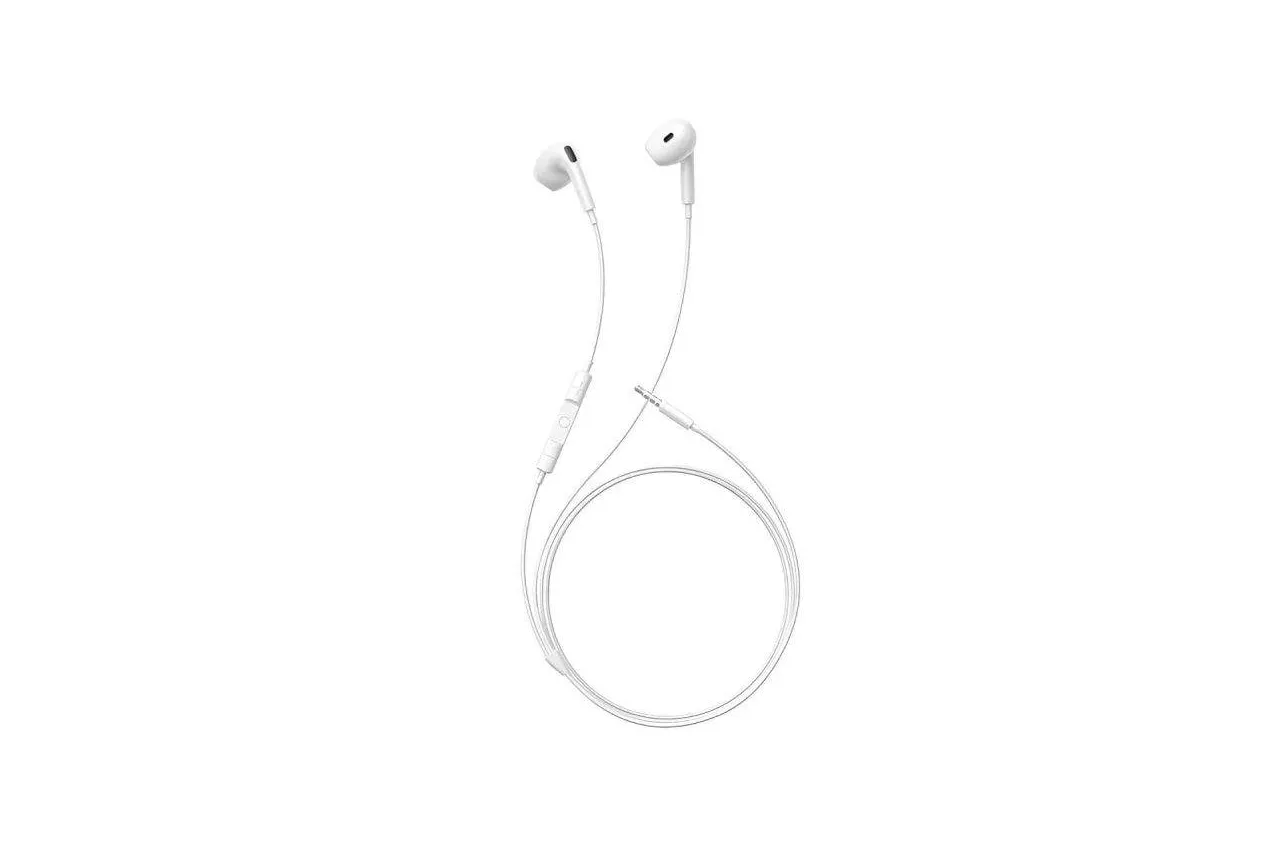 Auriculares Baseus Encok HZ19 con cable Jack 3.5 mm para uso diario con micr&oacute;fono blancos