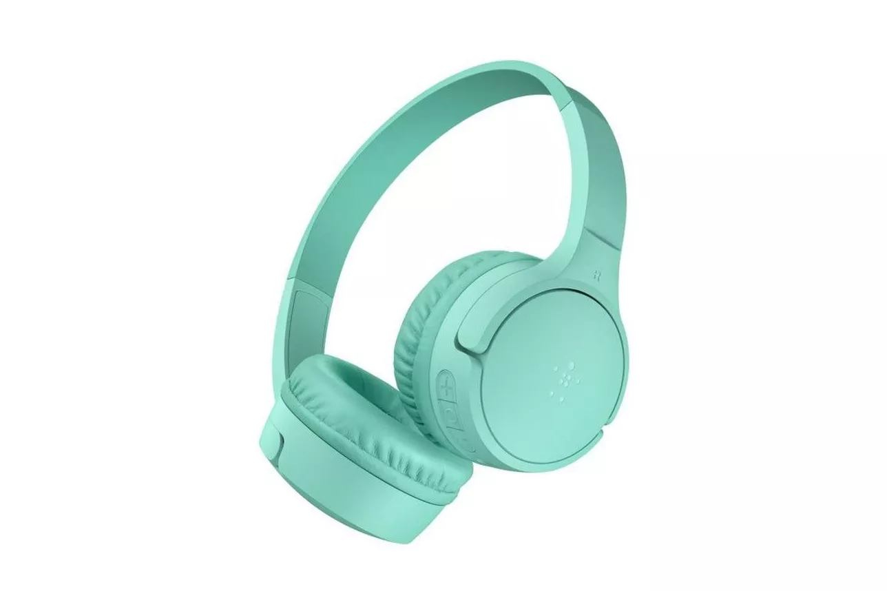 Auriculares Belkin SoundForm Mini inal&aacute;mbricos y con cable Bluetooth para llamadas y m&uacute;sica, dise&ntilde;ados para ni&ntilde;os, color menta
