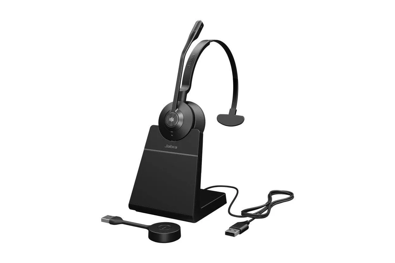 Auriculares Jabra Engage 55 SE inal&aacute;mbricos DECT para oficina con cancelaci&oacute;n de ruido y micr&oacute;fono, optimizados para Microsoft Teams, color negro