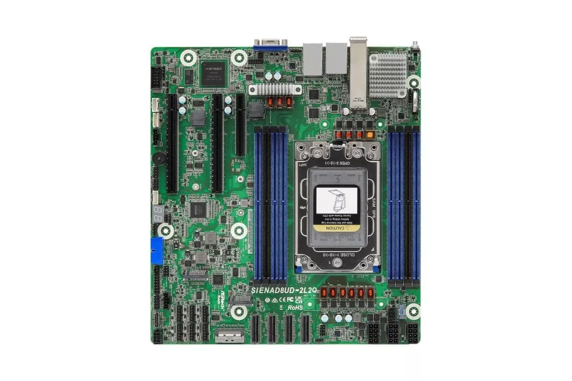 Placa Base AsRock SIENAD8UD-2L2Q AMD SP6 DDR5 Micro ATX PCIe 5.0 25GbE Server