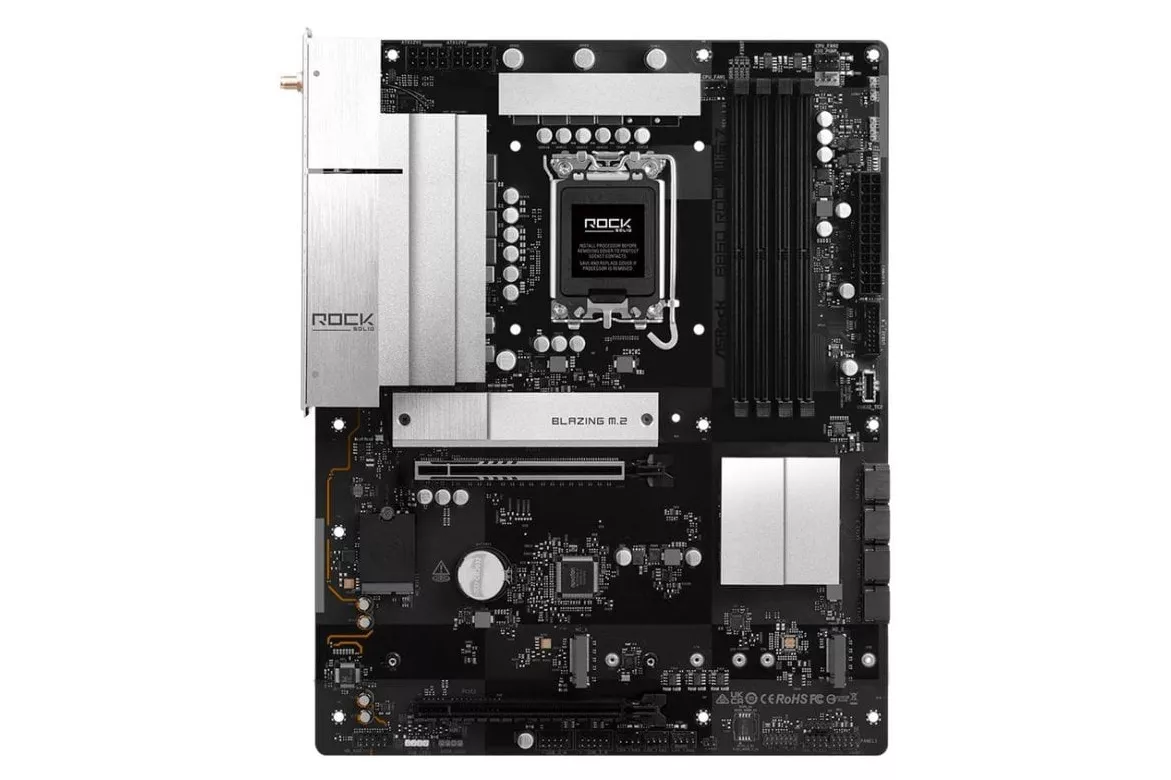 Placa Base AsRock B860 Rock WiFi 7 Intel B860 LGA 1851 DDR5 ATX WiFi 7 PCIe 5.0 256GB 2.5GbE M.2 RAID