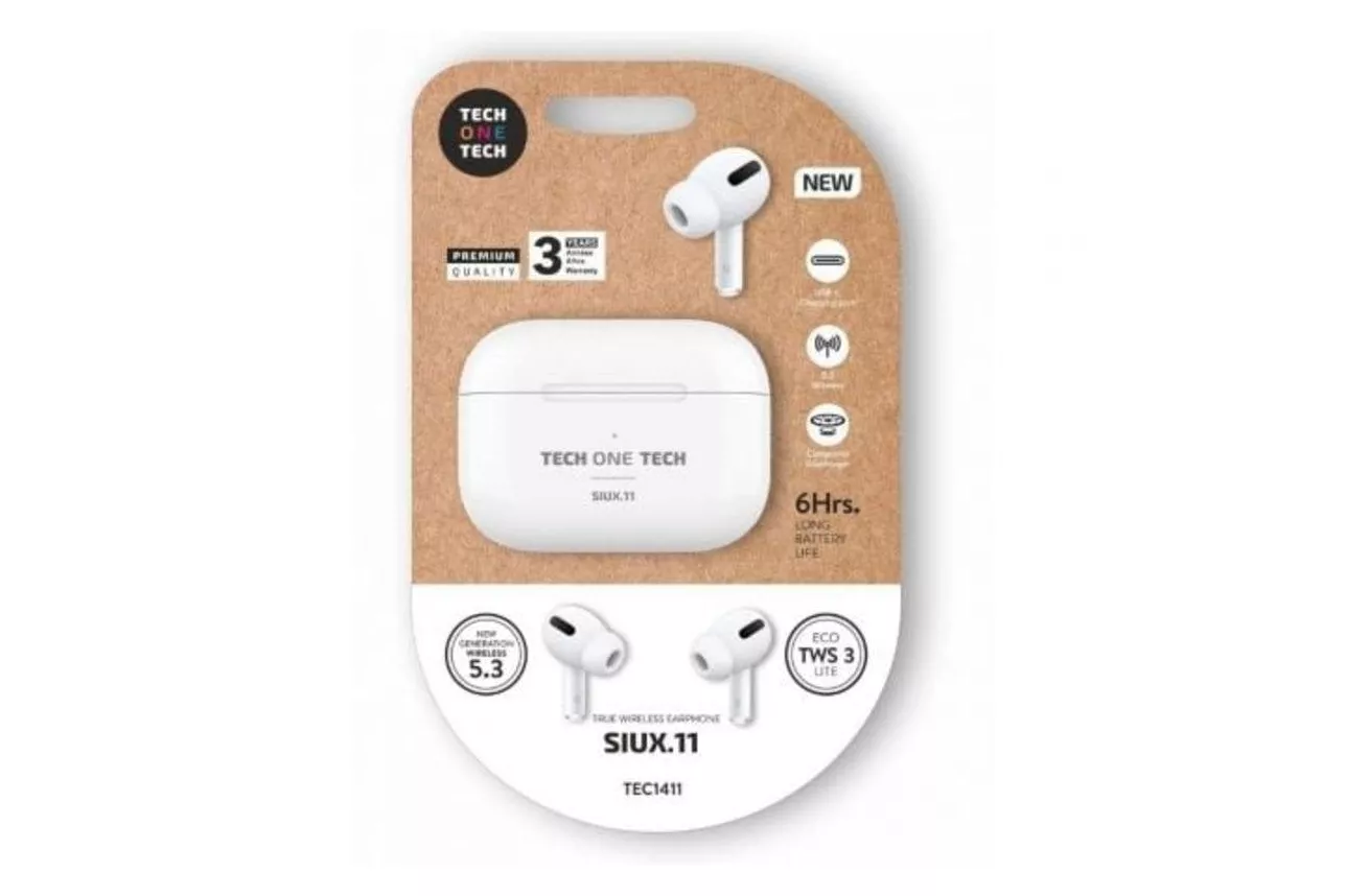 Auriculares Tech One Tech SIUX.11 inal&aacute;mbricos Bluetooth TWS autonom&iacute;a 24h blancos