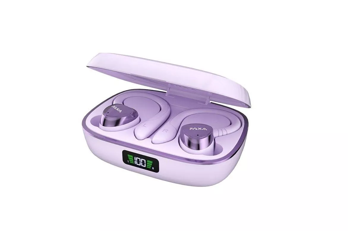 Auriculares Gen&eacute;rica Paxa-spacex3 inal&aacute;mbricos Bluetooth con gancho de oreja y bater&iacute;a morada