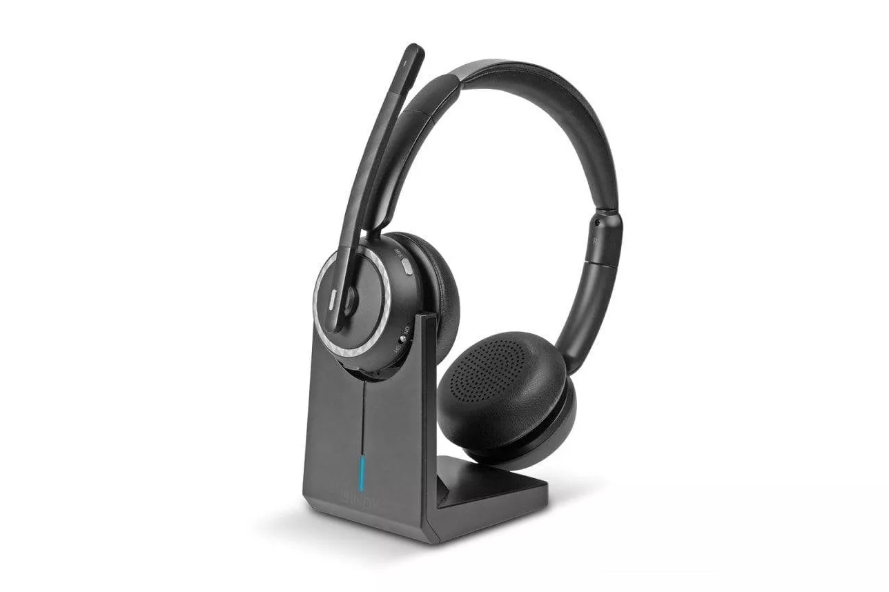 Auriculares Lindy L118 con cable e inal&aacute;mbricos Bluetooth USB-C para oficina y call center negros