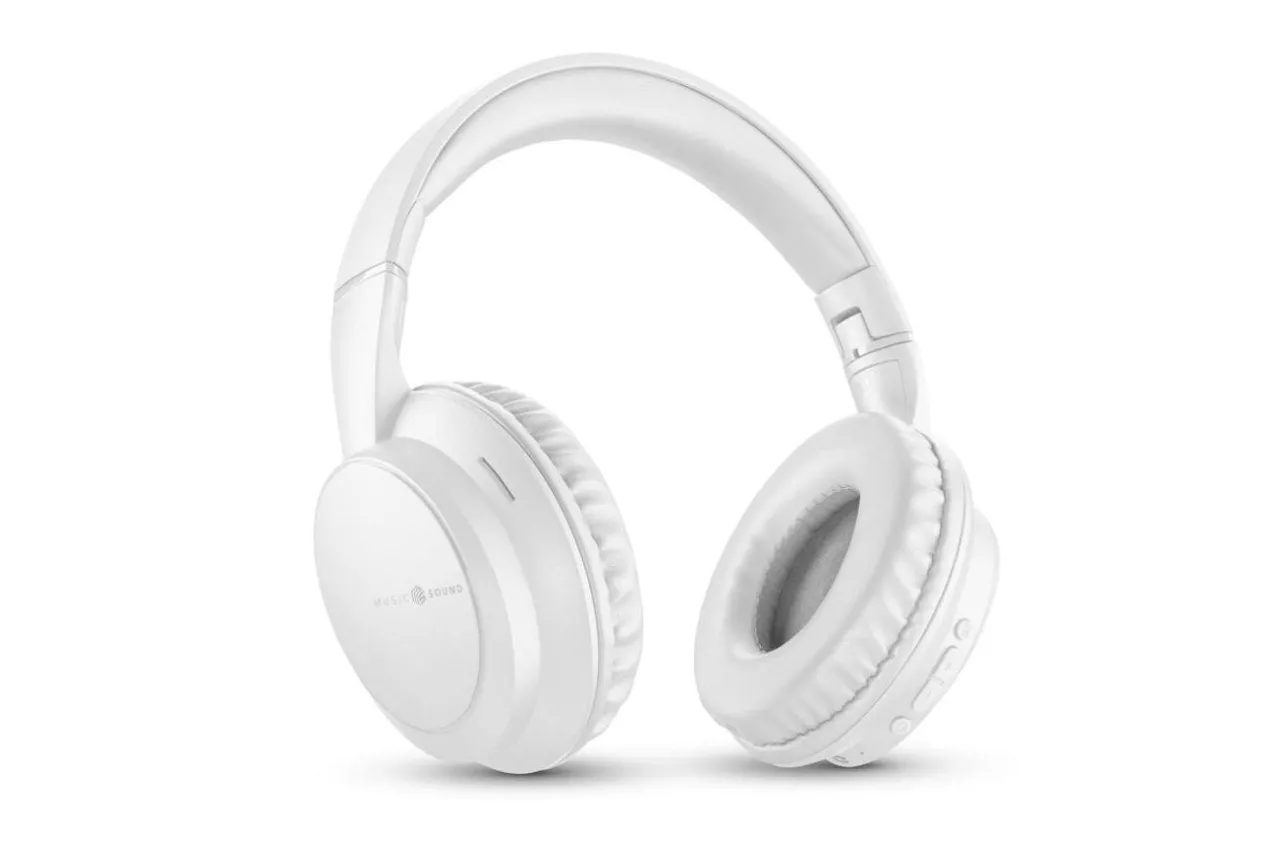 Auriculares Music Sound Boost inal&aacute;mbricos Bluetooth con 3 modos EQ, micr&oacute;fono y plegables blancos