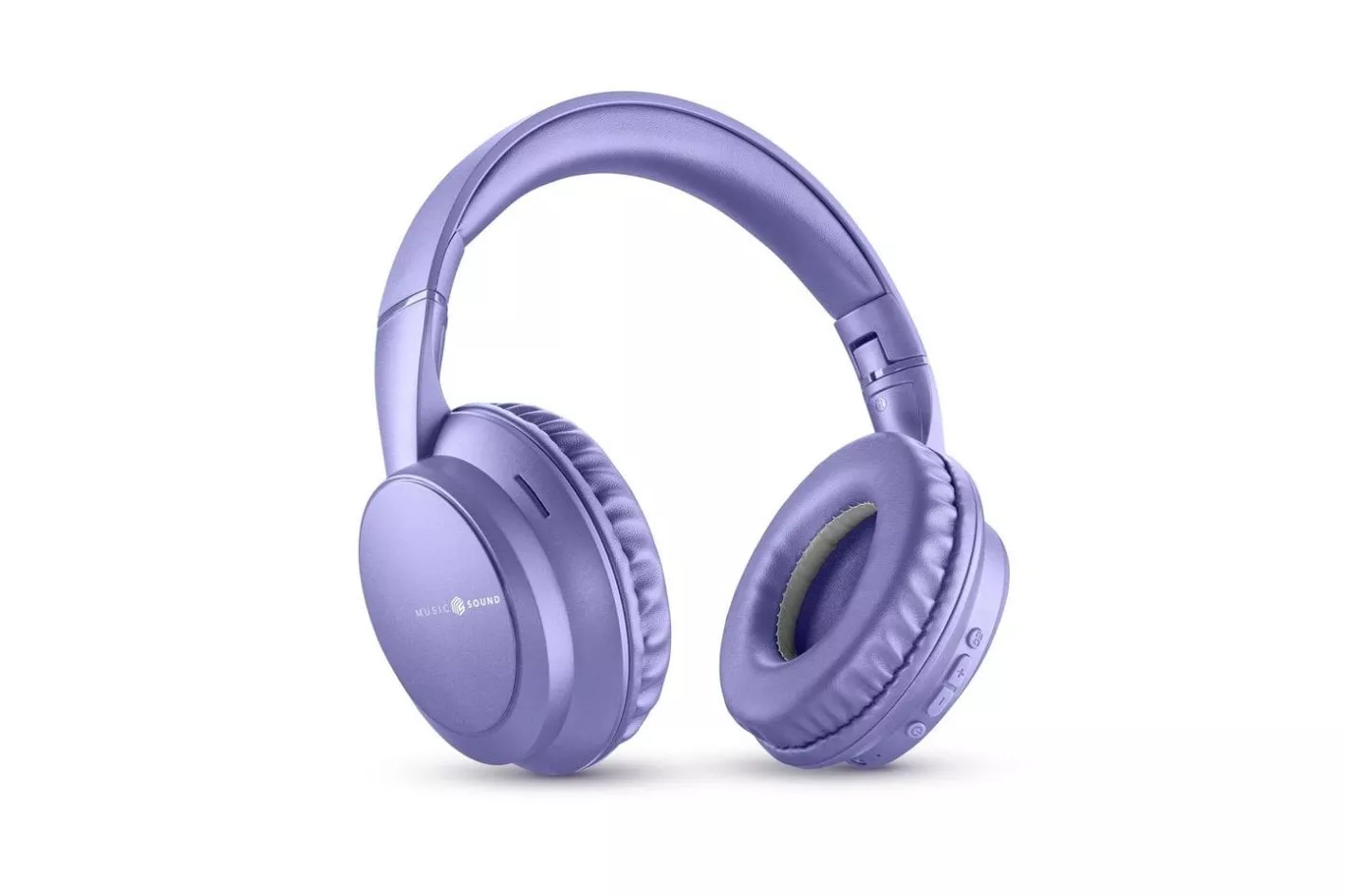Auriculares Music Sound Boost inal&aacute;mbricos Bluetooth con 3 modos EQ, micr&oacute;fono y plegables p&uacute;rpura