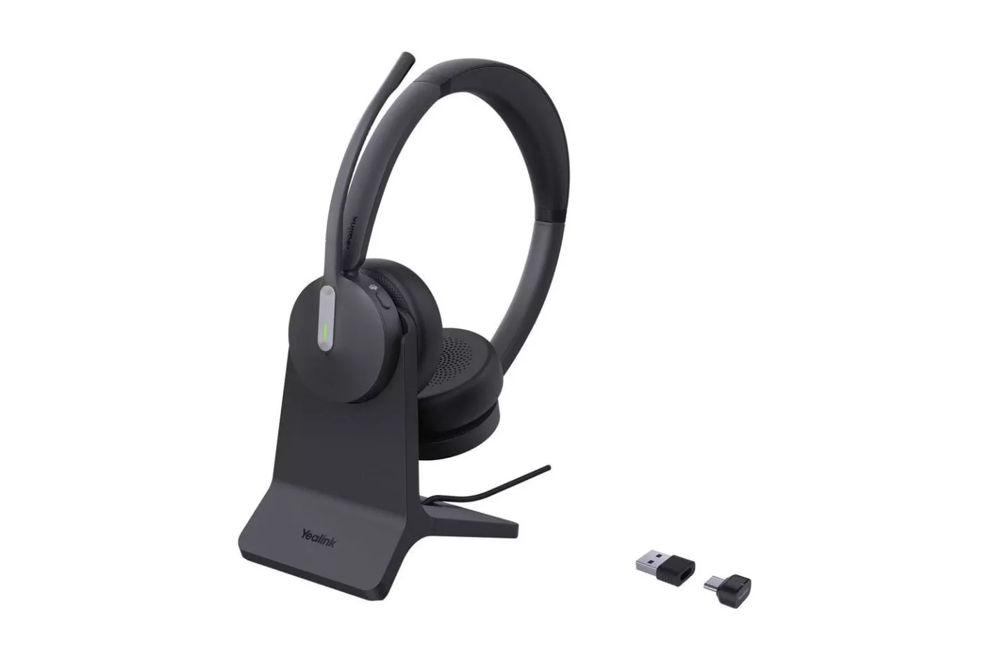 Auriculares Yealink BH70 Dual inal&aacute;mbricos USB-C/A para oficina con Cancelaci&oacute;n de Ruido y micr&oacute;fono, con base de carga, negros