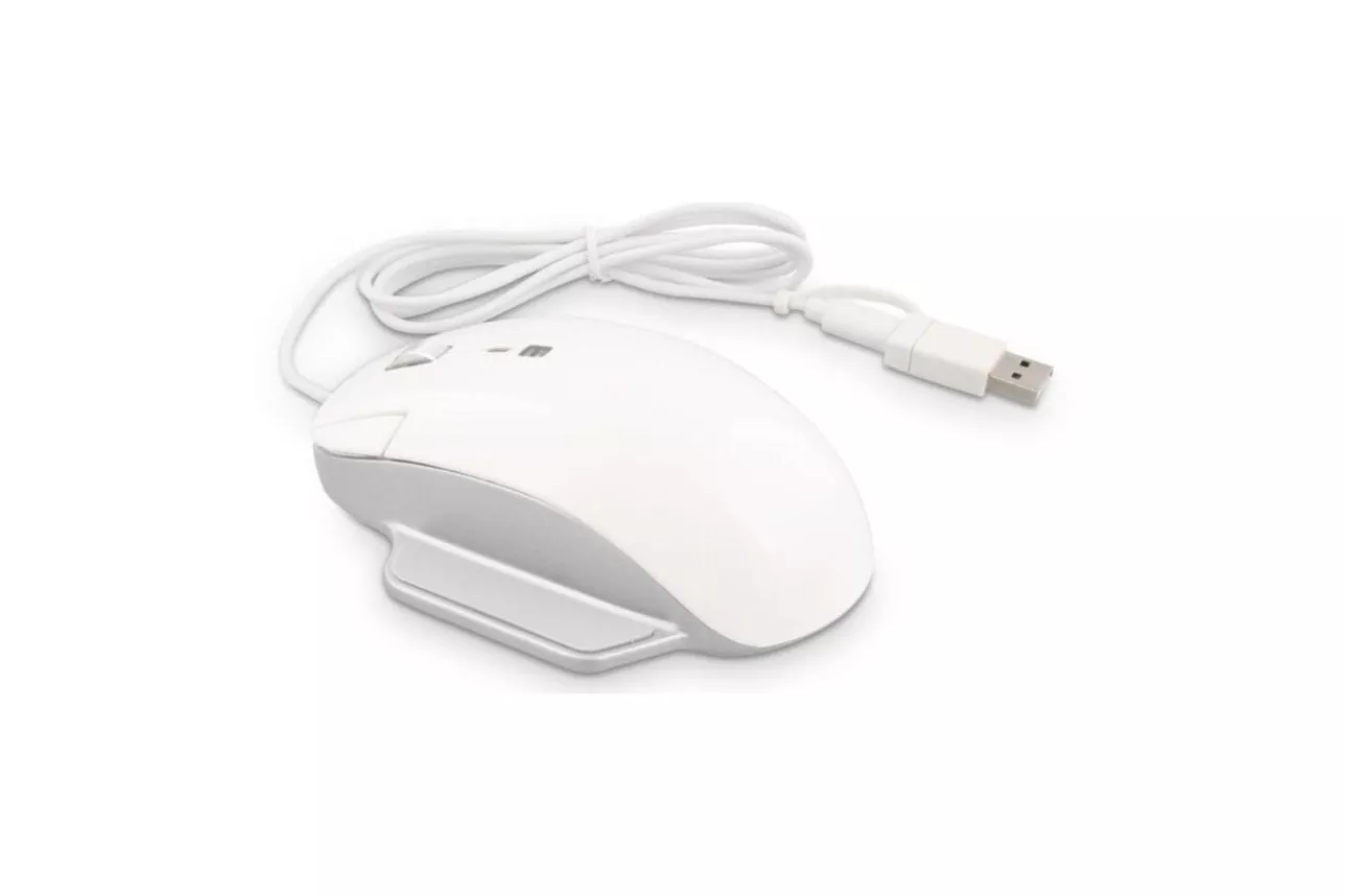 Rat&oacute;n LMP 26830 USB Tipo C 6400 DPI Blanco Ergonom&iacute;a Mano Derecha