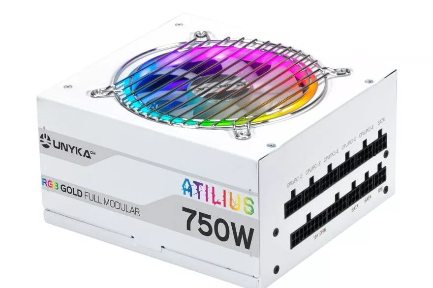 UNYKAch Atilius RGB Fuente de Alimentación 750W Eficiencia 90% Full Modular Blanca