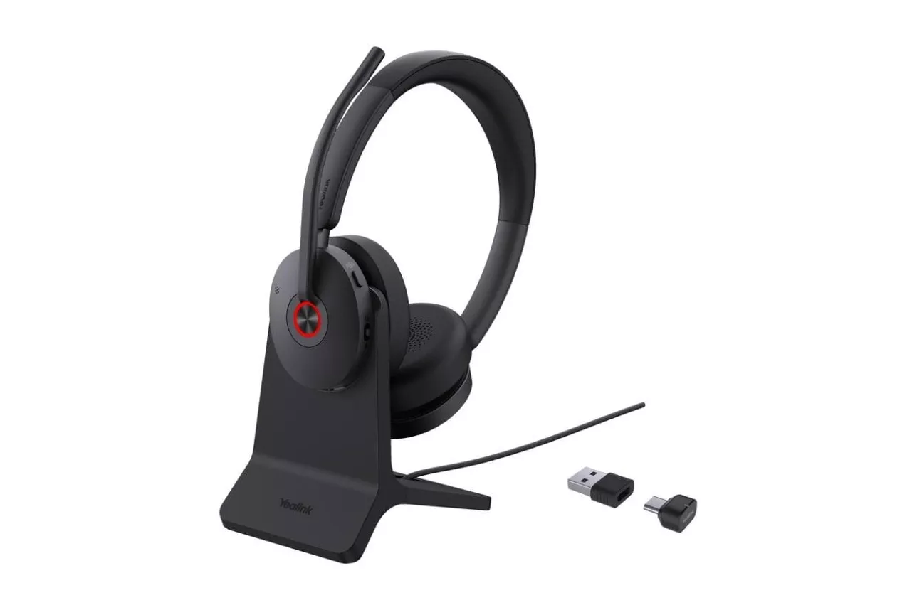 Auriculares Yealink BH74 inal&aacute;mbricos Bluetooth para oficina con Cancelaci&oacute;n Activa de Ruido y base de carga, negros