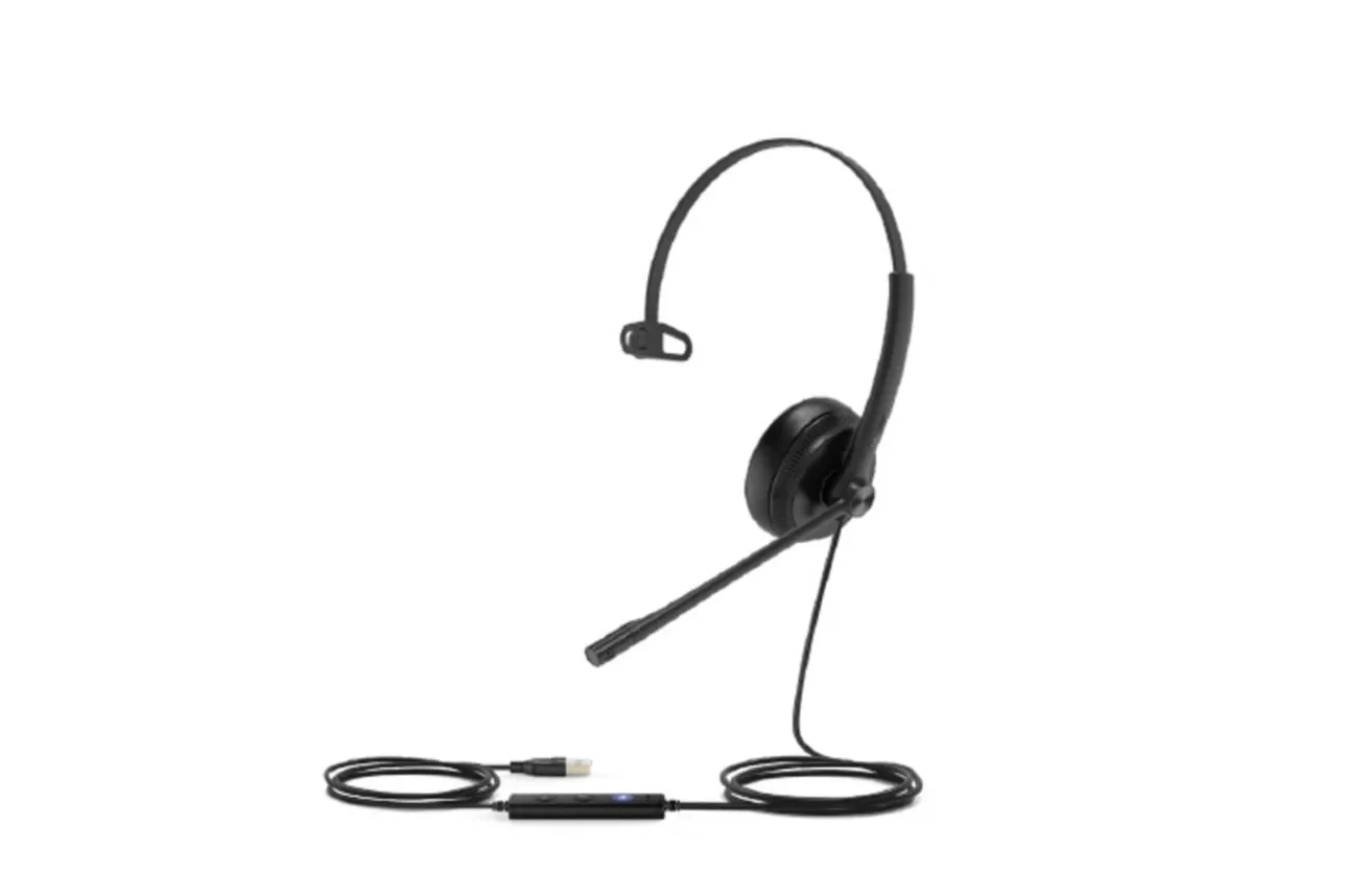 Auriculares Yealink UH34 con cable USB para oficina y call center con cancelaci&oacute;n de ruido, control en cable y micr&oacute;fono, color negro