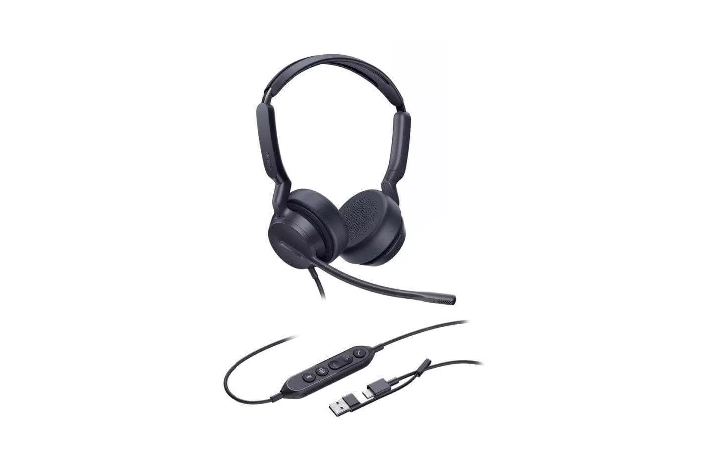 Auriculares Yealink UH42 Dual con cable USB-C/A para llamadas y m&uacute;sica con cancelaci&oacute;n de ruido negros