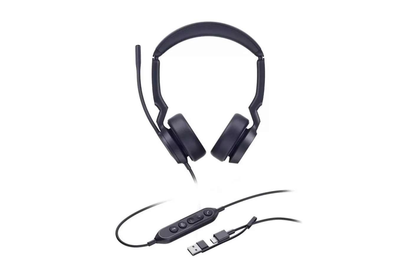 Auriculares Yealink UH44 Dual Teams con cable USB-A/USB-C optimizados para Microsoft Teams, oficina, color negro