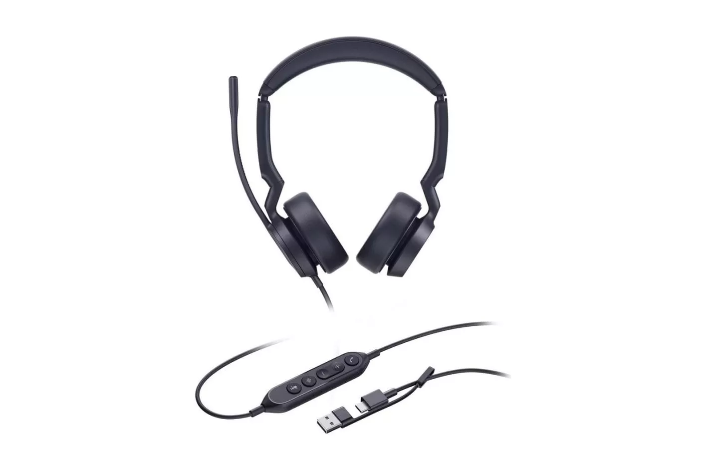Auriculares Yealink UH44 DUAL UC con cable USB-A y USB-C para oficina, micr&oacute;fono dual, color negro