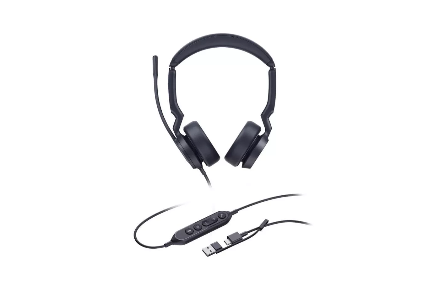 Auriculares Yealink UH44 Dual UC con cable USB-C/A para oficina y cancelaci&oacute;n de ruido, negros